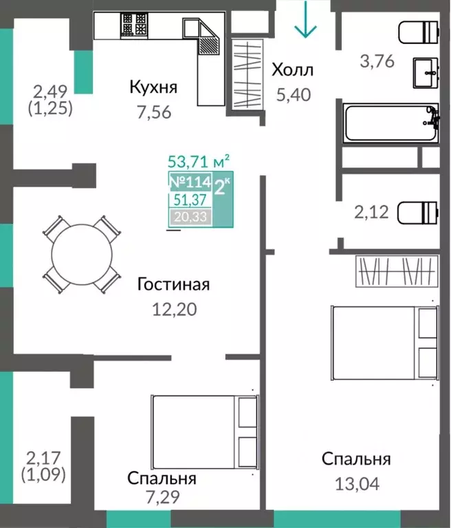 2-к кв. Крым, Симферополь Крымская роза мкр, Шалфей жилой комплекс ... - Фото 0