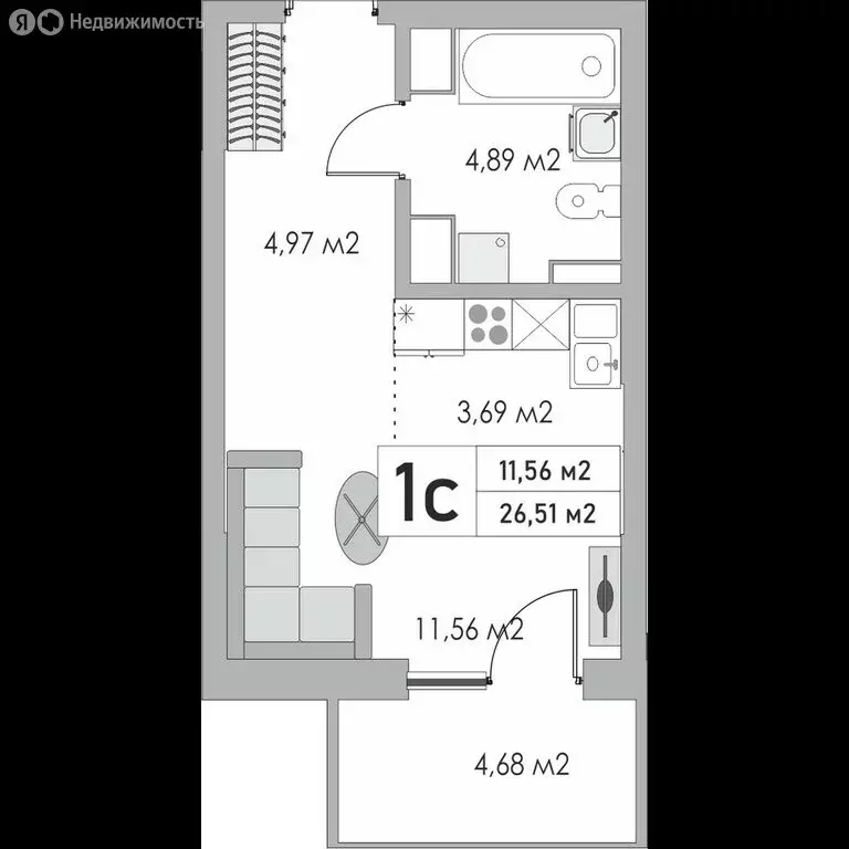 1-комнатная квартира: Оренбург, Яицкая улица, 11 (26.51 м) - Фото 1