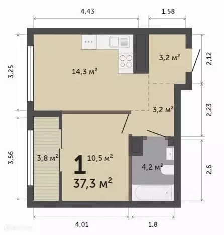 Продаётся 1-к квартира, 37.3 м - Фото 0