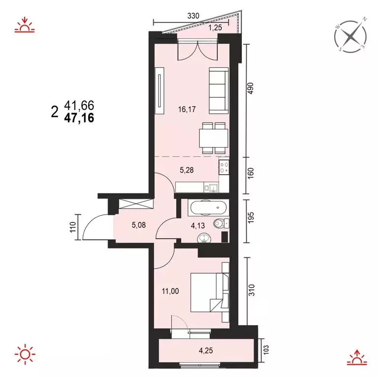 2-комнатная квартира: Иркутск, Свердловский округ, ЖК Автор (47.16 м) - Фото 0