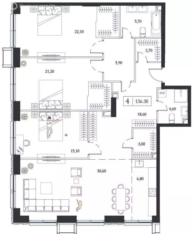 4-комнатная квартира: Москва, проспект Андропова, 9/1 (136.3 м) - Фото 0