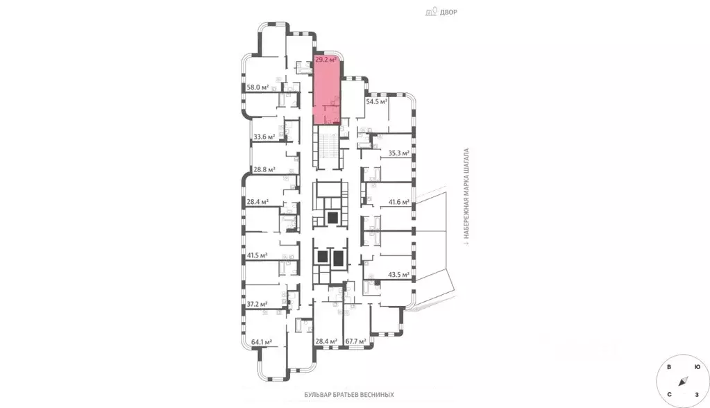Студия Москва Марк жилой комплекс, к3 (29.2 м) - Фото 1