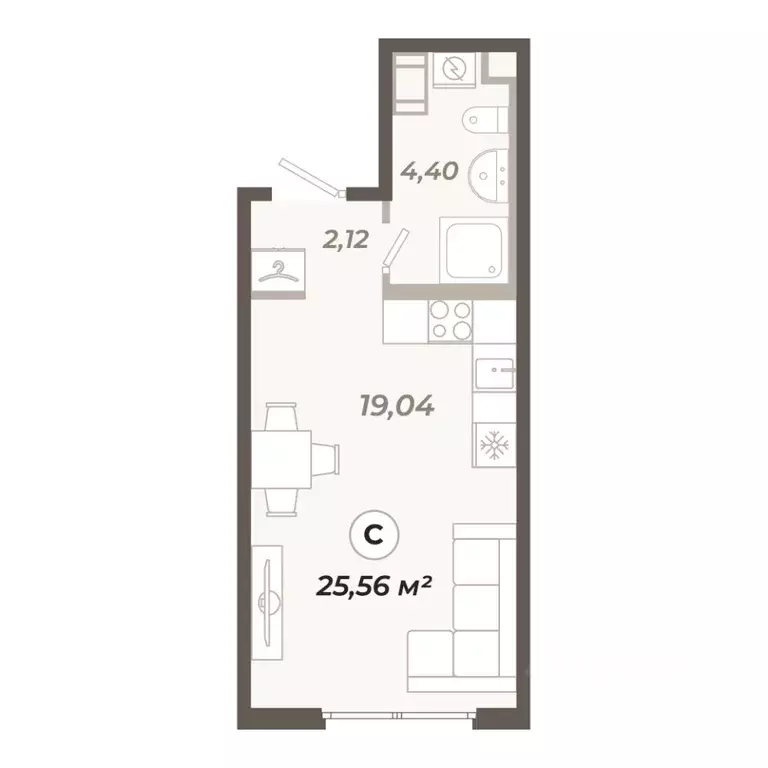 Студия Санкт-Петербург ул. Коли Томчака, 21Д (25.56 м) - Фото 1