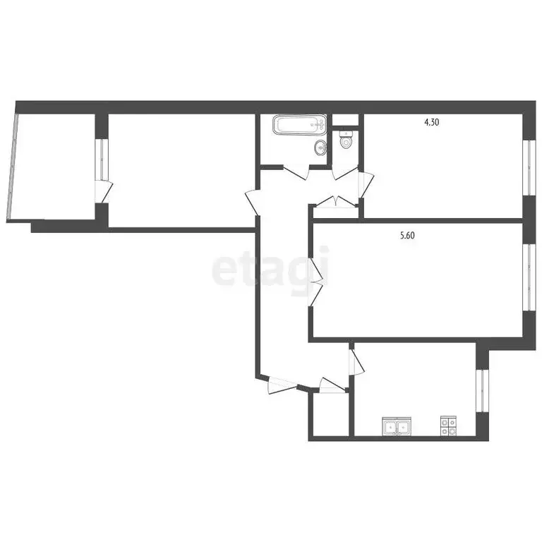 3-комнатная квартира: Тюмень, улица 30 лет Победы, 60 (65.1 м) - Фото 1