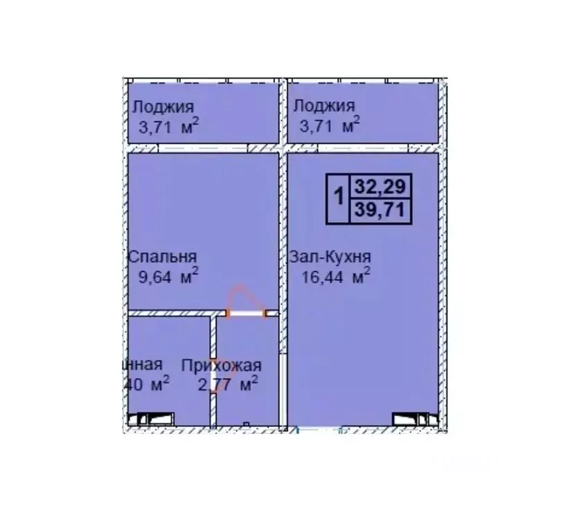 1-к кв. Чеченская республика, Грозный пос. Строителей,  (39.71 м) - Фото 1