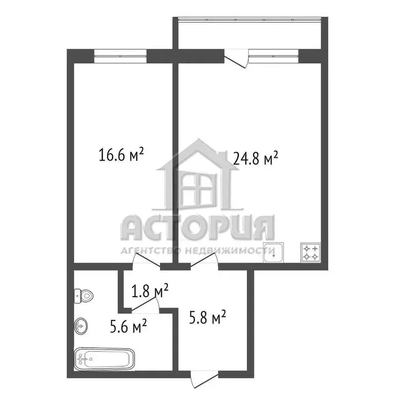 2-комнатная квартира: Красноярск, Апрельская улица, 5И (45.6 м) - Фото 1