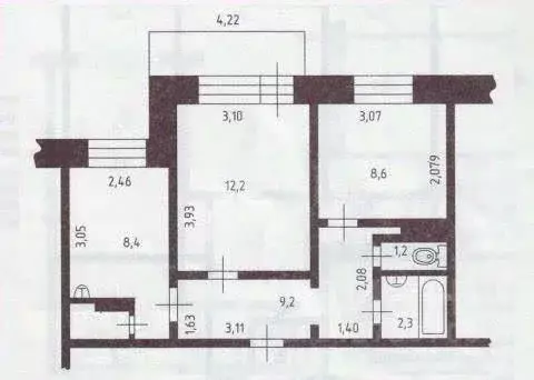2-к кв. Самарская область, Тольятти ул. Ворошилова, 12 (52.7 м) - Фото 2