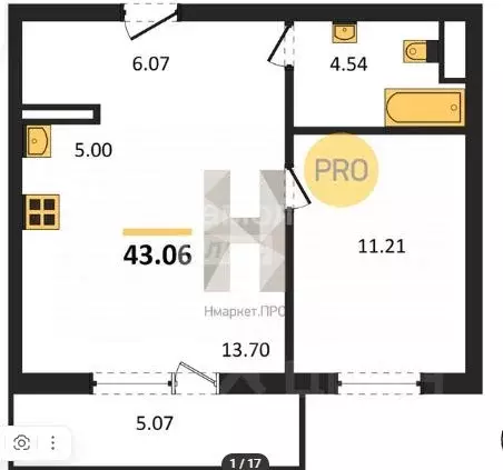 1-к кв. Челябинская область, Челябинск ул. Дмитрия Неаполитанова, 46 ... - Фото 1