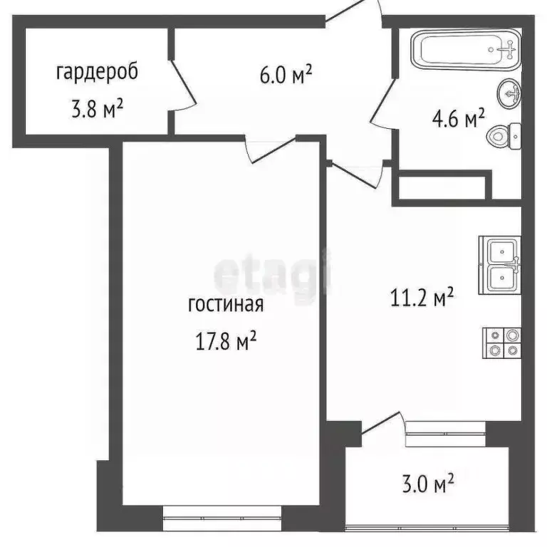 1-к кв. Ульяновская область, Ульяновск ул. Карбышева, 1В (42.9 м) - Фото 2