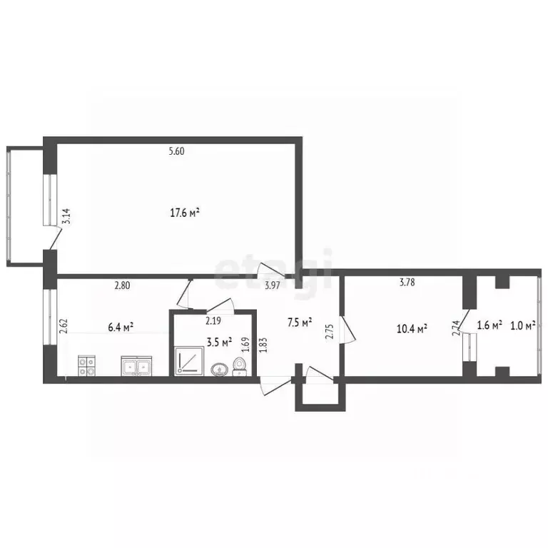 2-к кв. Крым, Евпатория ул. Некрасова, 88 (46.1 м) - Фото 2