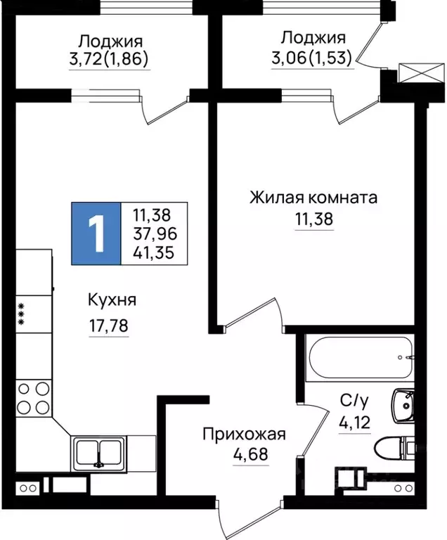 1-к кв. Краснодарский край, Новороссийск Шоссейная ул. (41.35 м) - Фото 0