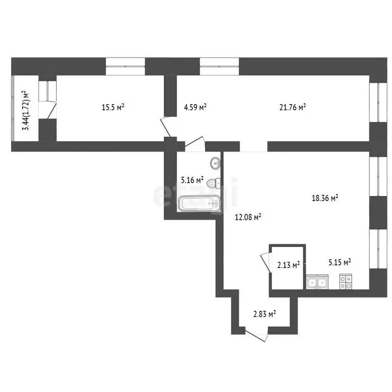 3-комнатная квартира: Кисловка, микрорайон Левобережный, улица Василия ... - Фото 0