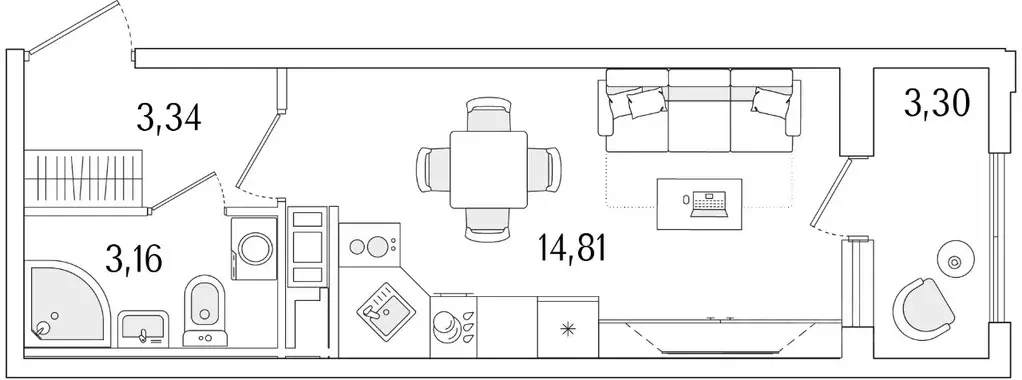 Студия Санкт-Петербург Гранат жилой комплекс (22.96 м) - Фото 1