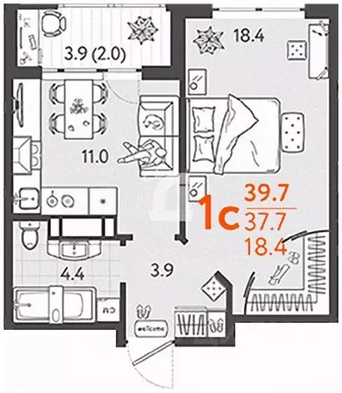 1-к кв. Краснодарский край, Краснодар Колхозная ул., 5/2к3 (40.0 м) - Фото 1