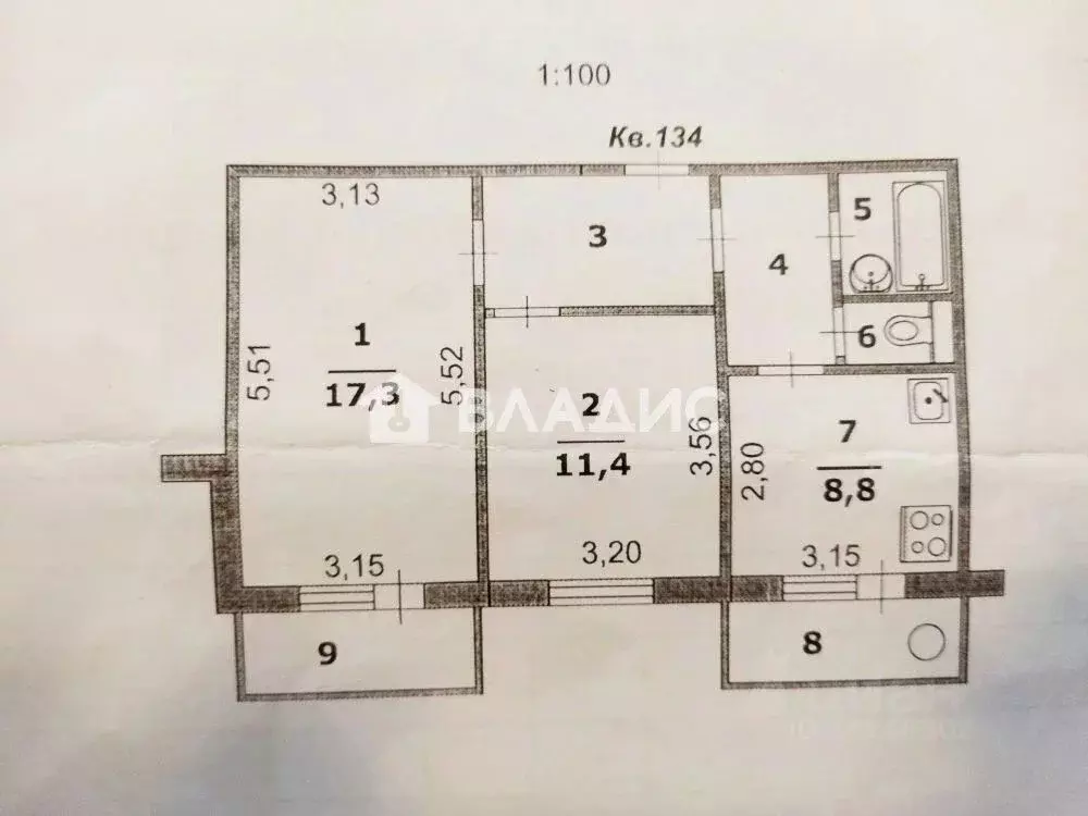 2-к кв. Белгородская область, Белгород ул. Есенина, 42 (54.0 м) - Фото 2