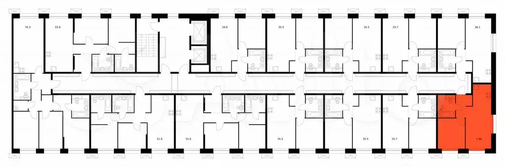 1-к. квартира, 36,1 м, 3/13 эт. - Фото 1