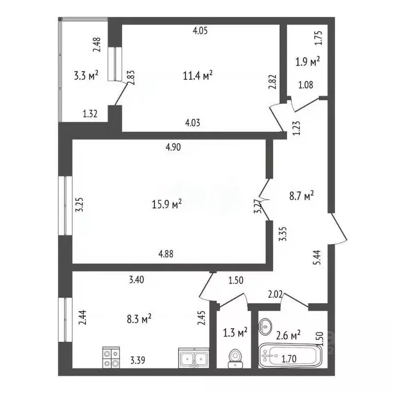 2-к кв. Башкортостан, Стерлитамак Коммунистическая ул., 102 (51.7 м) - Фото 1