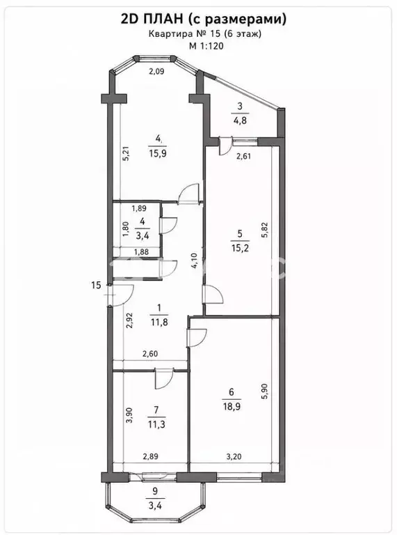 3-к кв. Башкортостан, Уфа ул. Адмирала Макарова, 22 (78.3 м) - Фото 2