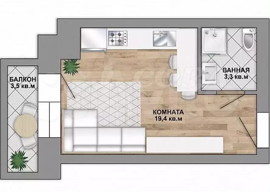 Квартира-студия, 26 м, 9/10 эт. - Фото 0