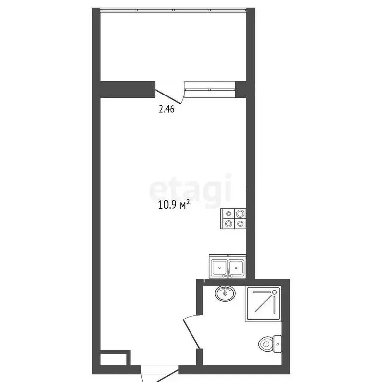Квартира-студия: Тюмень, Олимпийская улица, 22 (13.1 м) - Фото 0