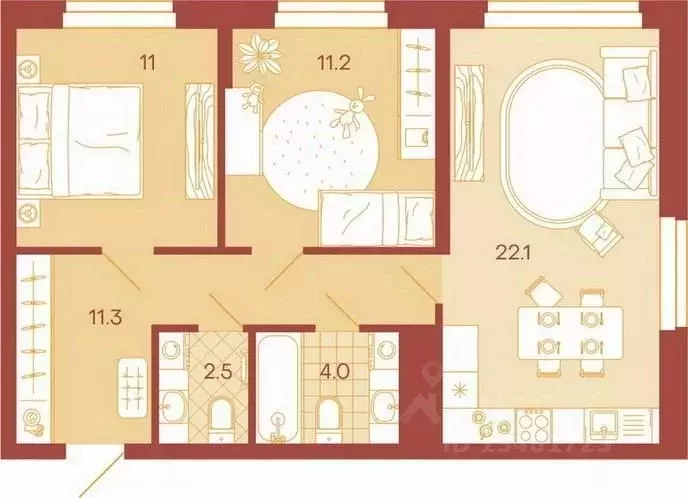 3-к кв. Пензенская область, Пенза ул. Минская, 25 (62.1 м) - Фото 1