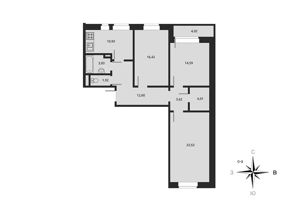 3-комнатная квартира: Санкт-Петербург, Двинская улица, 8к3 (91.7 м) - Фото 1