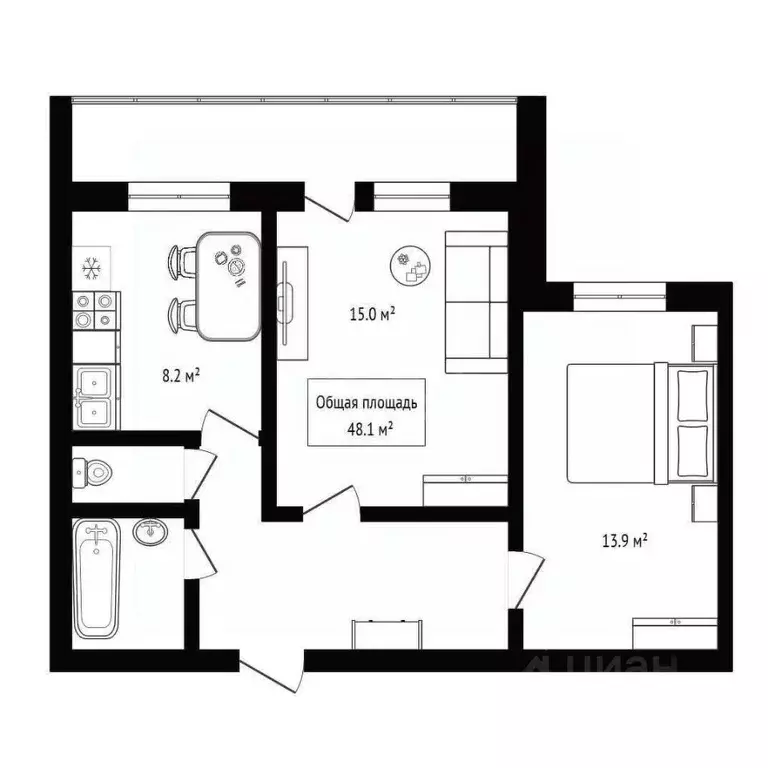 2-к кв. Новосибирская область, Бердск ул. Красная Сибирь, 126 (48.1 м) - Фото 1