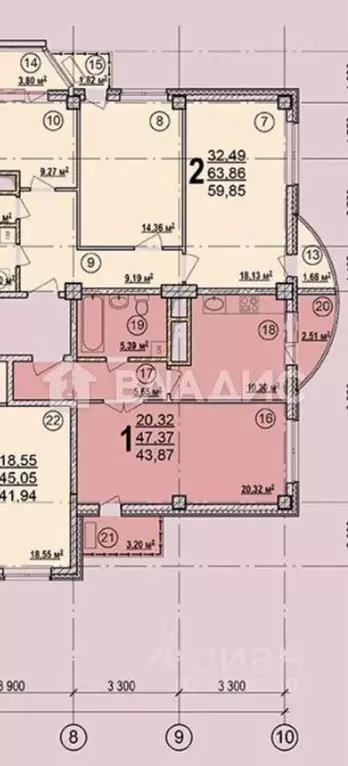 1-к кв. Белгородская область, Белгород ул. Шаландина, 5А (41.9 м) - Фото 2