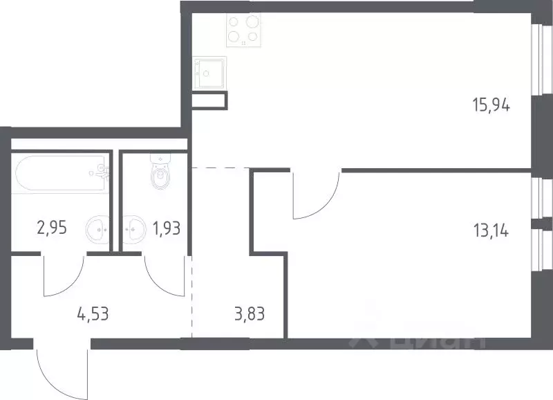1-к кв. Ленинградская область, Всеволожский район, Свердловское ... - Фото 1
