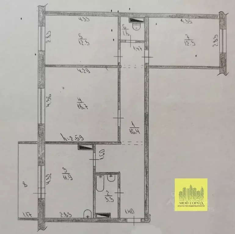 3-к кв. Ханты-Мансийский АО, Пыть-Ях ул. Святослава Федорова, 18 (76.7 ... - Фото 2