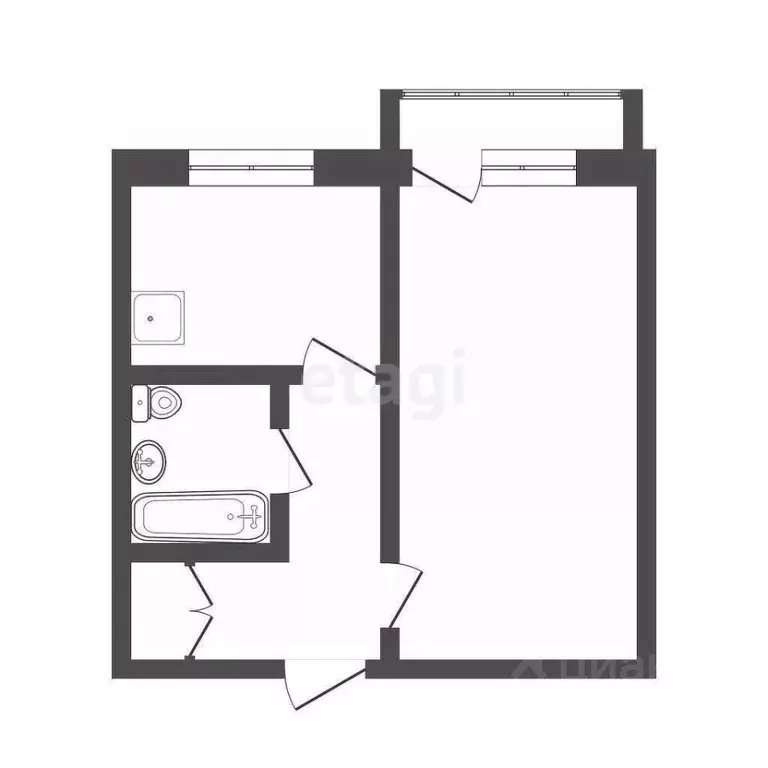1-к кв. Томская область, Томск Сибирская ул., 114 (37.0 м) - Фото 2