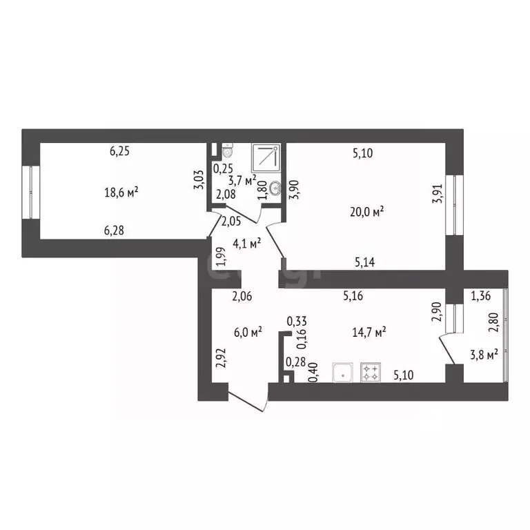 2-к кв. Башкортостан, Уфа ул. Ахметова, 273 (67.1 м) - Фото 2