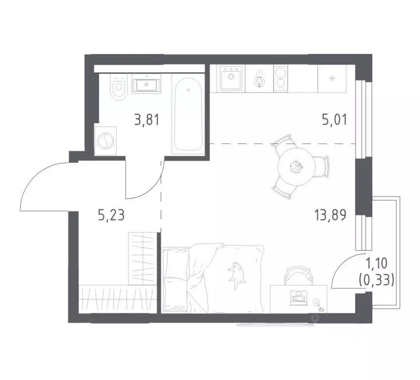 1-к кв. Башкортостан, Уфа ул. Минигали Губайдуллина, 8к9 (28.27 м) - Фото 1