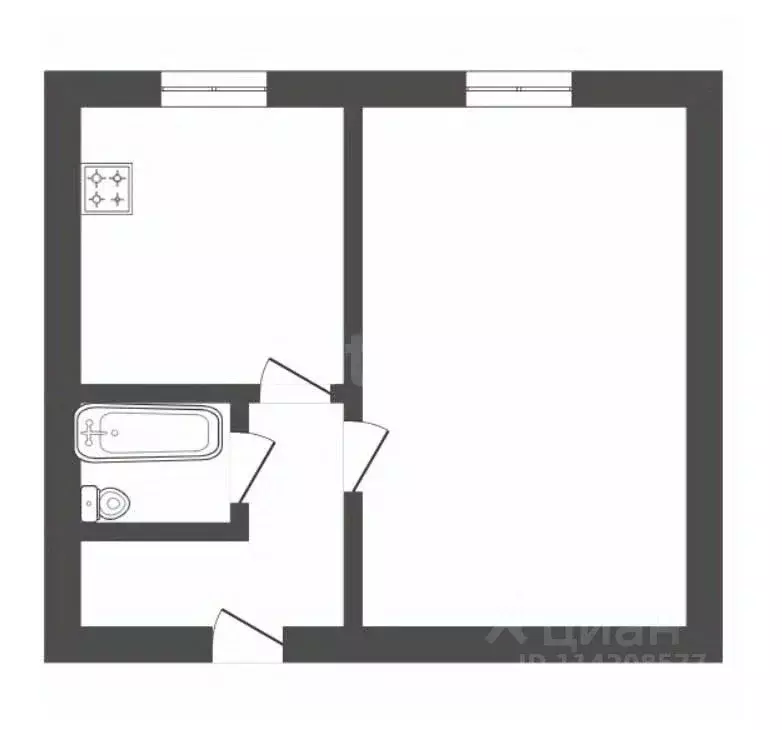1-к кв. Воронежская область, Борисоглебск ул. Чкалова, 14 (31.0 м) - Фото 0