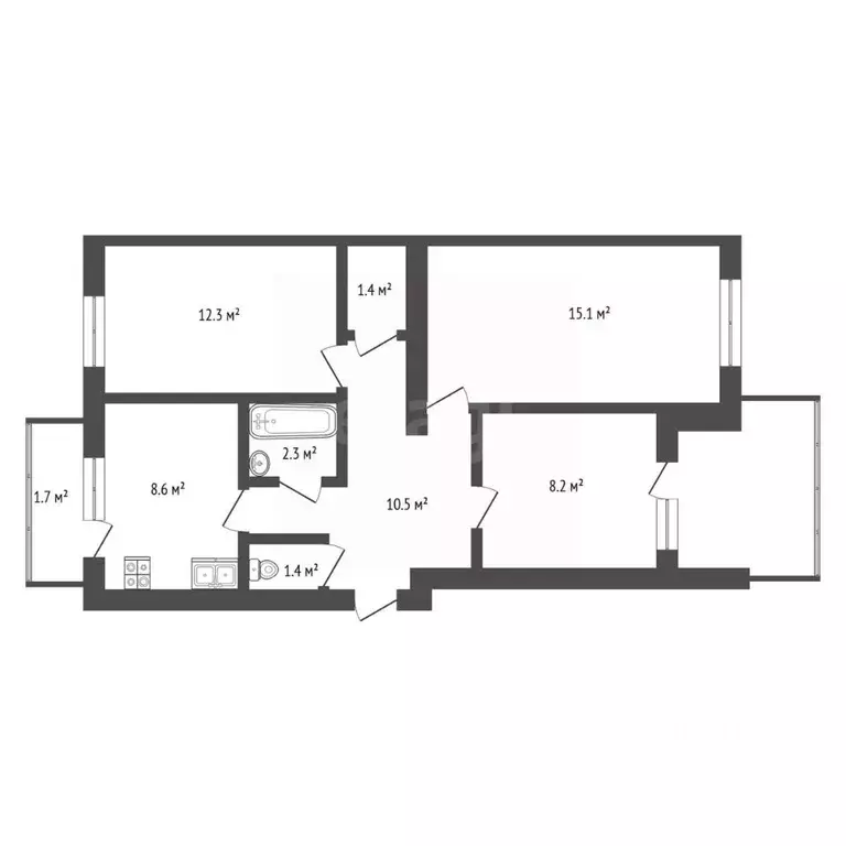 3-к кв. Крым, Евпатория ул. 9 Мая, 41А (63.0 м) - Фото 2