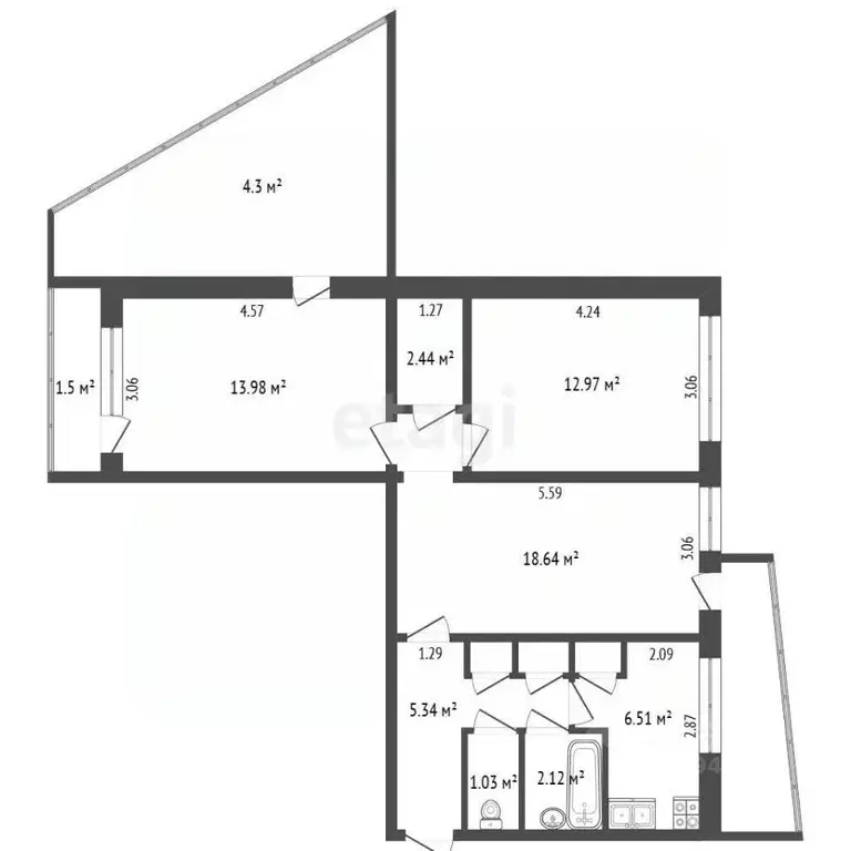 3-к кв. Мордовия, Саранск ул. Сущинского, 18с2 (64.1 м) - Фото 1