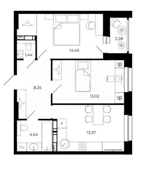 2-комнатная квартира: Липецк, улица Будённого, 4 (55.19 м) - Фото 1
