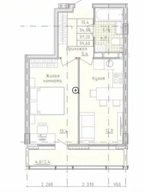 1-к кв. Московская область, Солнечногорск городской округ, Голубое пгт ... - Фото 2