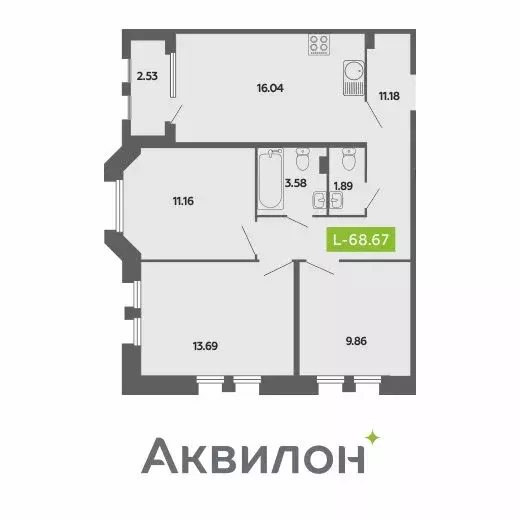 3-комнатная квартира: Архангельск, Поморская улица, 70 (68.67 м) - Фото 0