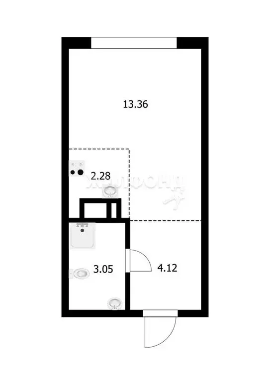 Квартира-студия: Новосибирск, улица Кирова, 113/2 (22.7 м) - Фото 0