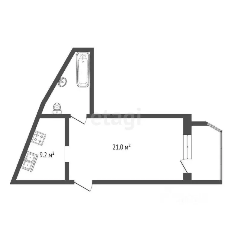 Студия Крым, Ялта ул. Щорса, 42к6 (56.0 м) - Фото 1