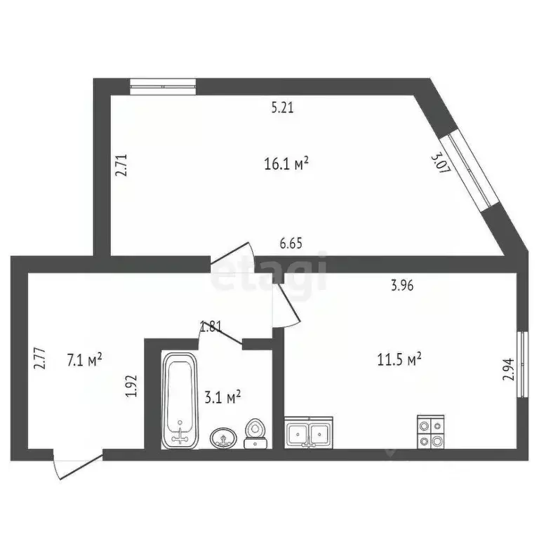 1-к кв. Ямало-Ненецкий АО, Ноябрьск просп. Мира, 89Б (42.8 м) - Фото 2