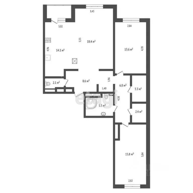 3-к кв. Омская область, Омск просп. Комарова, 21 (91.1 м) - Фото 1
