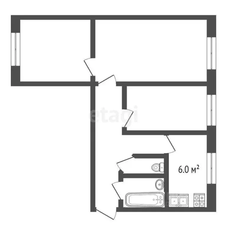 3-к кв. Ивановская область, Иваново ул. Кузнецова, 98Б (57.0 м) - Фото 1