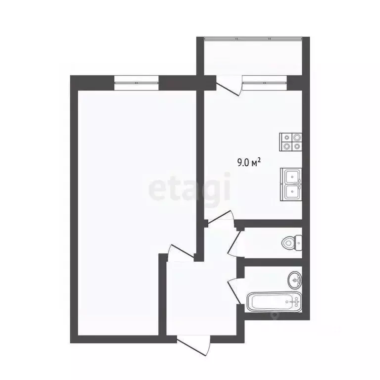 1-к кв. Татарстан, Набережные Челны ул. Раскольникова, 28 (39.6 м) - Фото 2