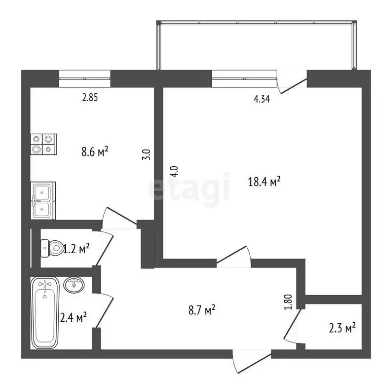 1-комнатная квартира: посёлок городского типа Зеленогорский, ... - Фото 1