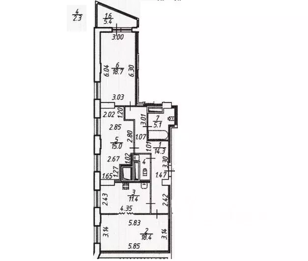 3-к кв. Санкт-Петербург ул. Кустодиева, 7к1 (90.6 м) - Фото 1