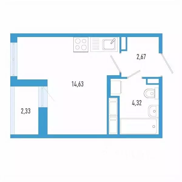 Студия Санкт-Петербург пос. Шушары,  (22.79 м) - Фото 0