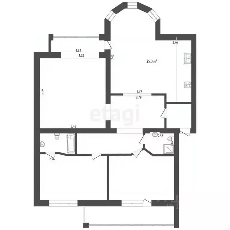 3-к кв. Тюменская область, Тюмень ул. Максима Горького, 47 (156.3 м) - Фото 2