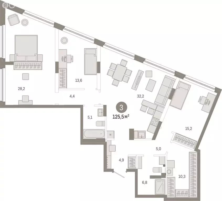 3-комнатная квартира: Екатеринбург, Мраморская улица, 15 (125.51 м) - Фото 2